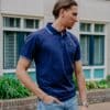 BRACKET Stripe Polo Deep Sea Blue / Light Blue S00250 - L
