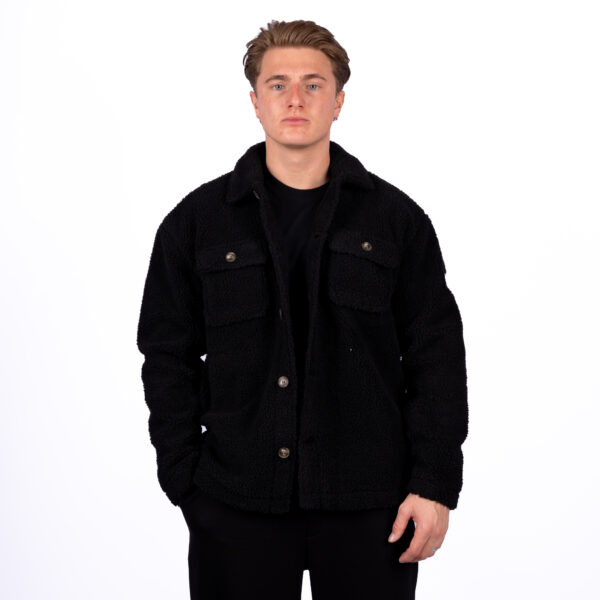 Bracket Thick Fluffy Overshirt Black