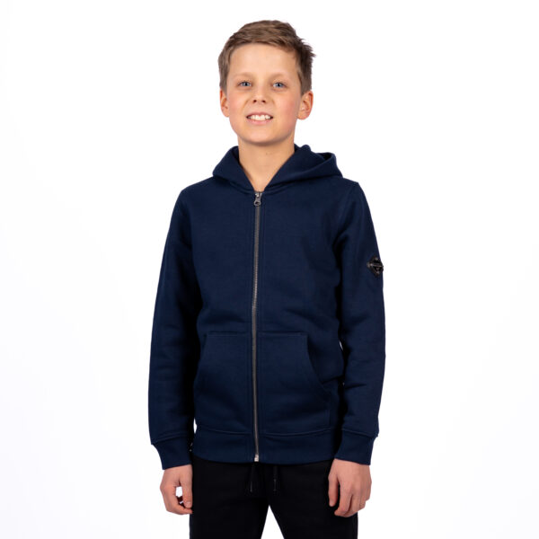 BRACKET Kids Zip Hoodie Dark Blue Metal Batch